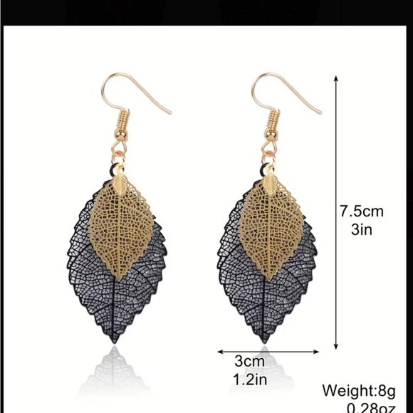 Colorful Circle of Flowers Leaf Shape Drop Earrings - Picture 7 of 7